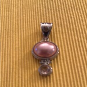 Elegant Pink and Silver Pendant with Crystal Accent. Absolutely beautiful !